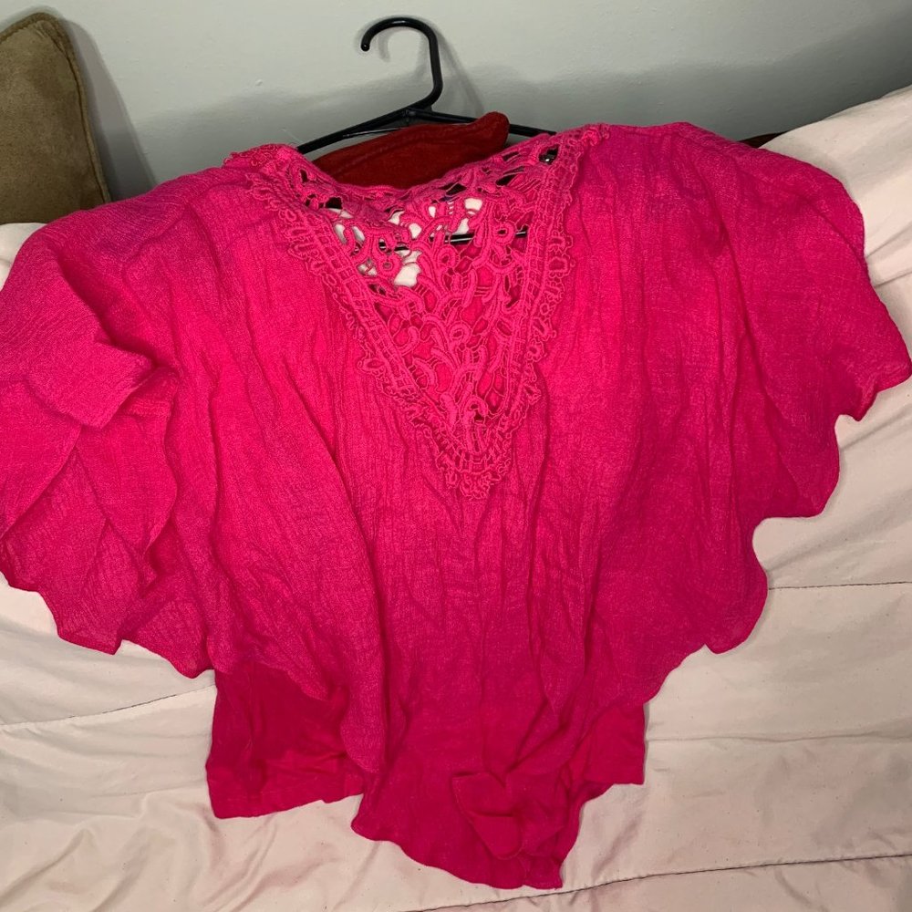 Apt 9 Dark Pink Poncho with build in tank top
